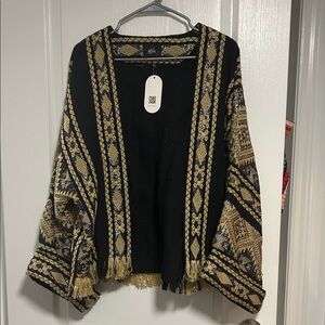 Women's Black and Gold Patterned Jacket
